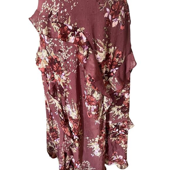 Dress Forum Womens Feminine Ruffle Tiered Dress Wine Size Large - Picture 7 of 12